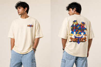 Retro Strike Oversized T-Shirt – 180 GSM | Back Graphic Streetwear Tee