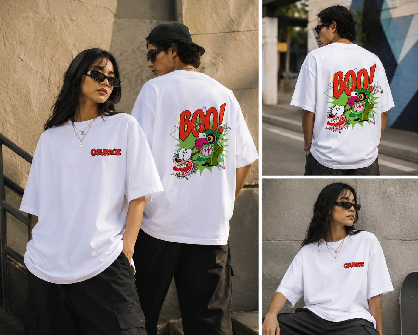 Retro Courage BOO Oversized Graphic T-Shirt for Men & Women