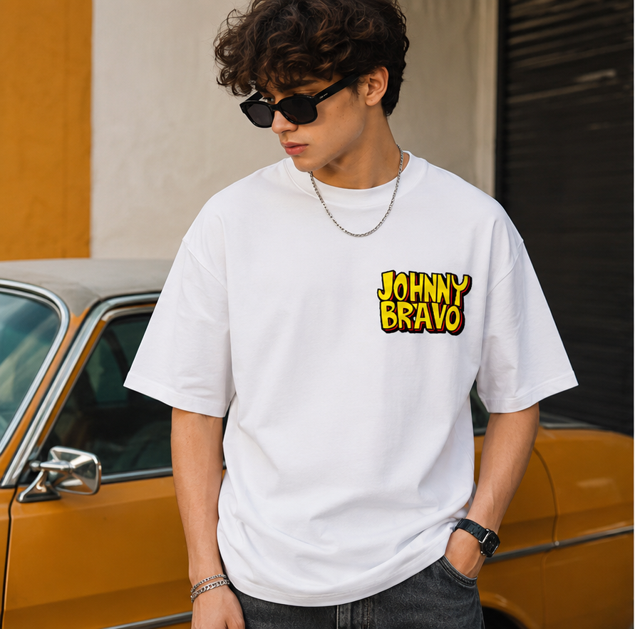 Retro Cartoon Vibe Oversized White T-Shirt | Vintage Streetwear Graphic Tee