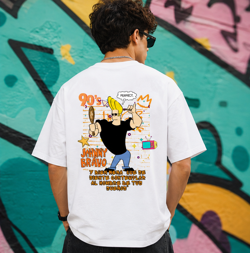 Retro Cartoon Vibe Oversized White T-Shirt | Vintage Streetwear Graphic Tee