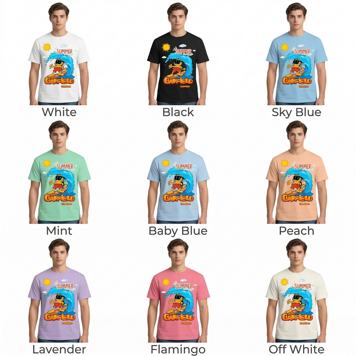 Retro Summer Cat Graphic Unisex Classic Crew T-Shirt