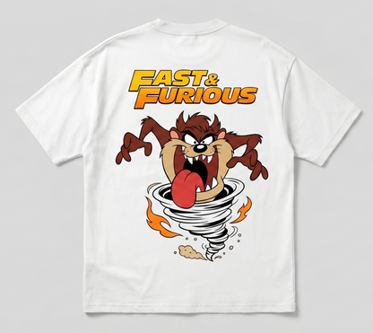 Retro Speed Storm Graphic Oversized T-Shirt