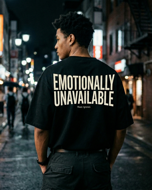 Emotionally Unavailable — Oversized T-Shirt (Black)