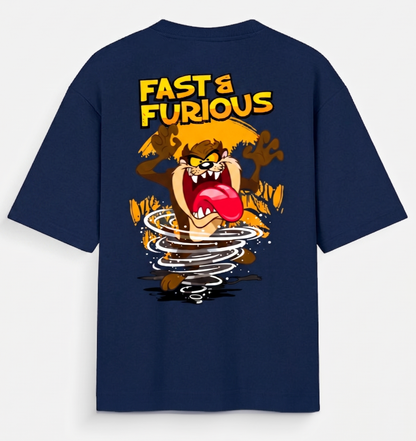 Retro Speed Storm Graphic Oversized T-Shirt