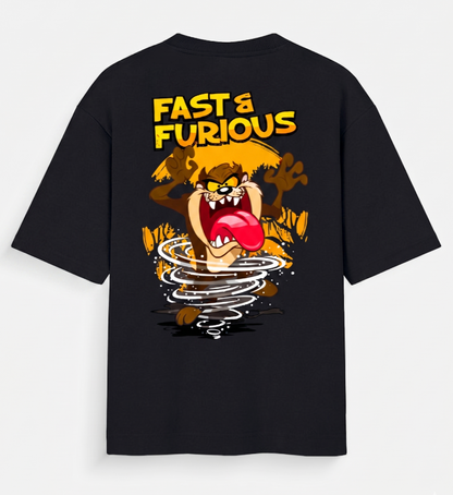 Retro Speed Storm Graphic Oversized T-Shirt