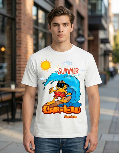 Retro Summer Cat Graphic Unisex Classic Crew T-Shirt