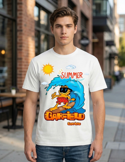 Retro Summer Cat Graphic Unisex Classic Crew T-Shirt