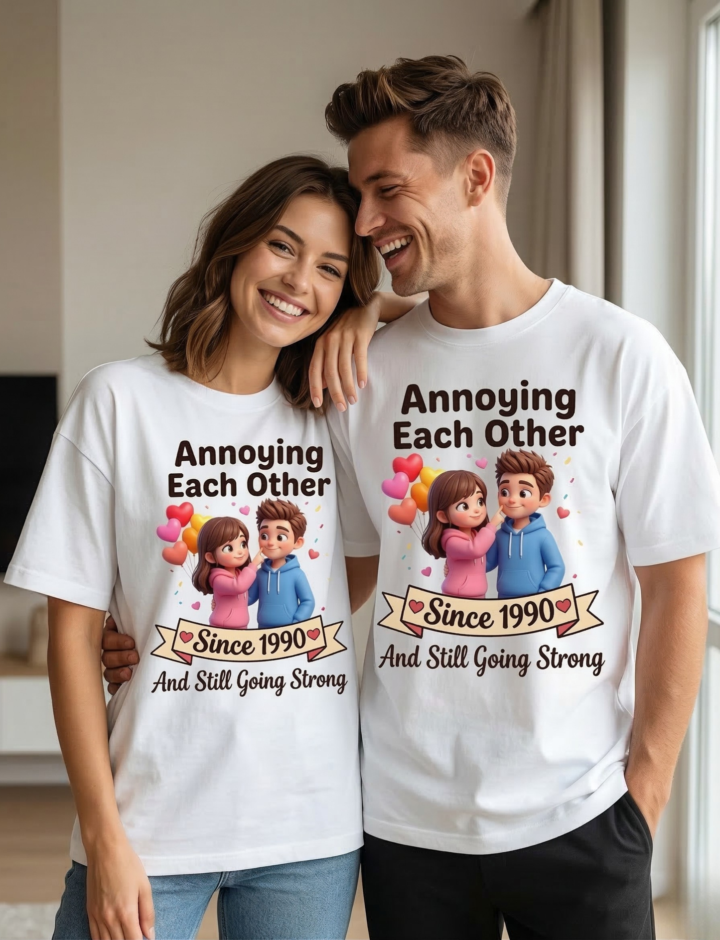 “Annoying Each Other Since” – Funny Couple Love Unisex Oversized T-Shirt