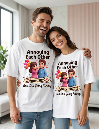 “Annoying Each Other Since” – Funny Couple Love Unisex Oversized T-Shirt