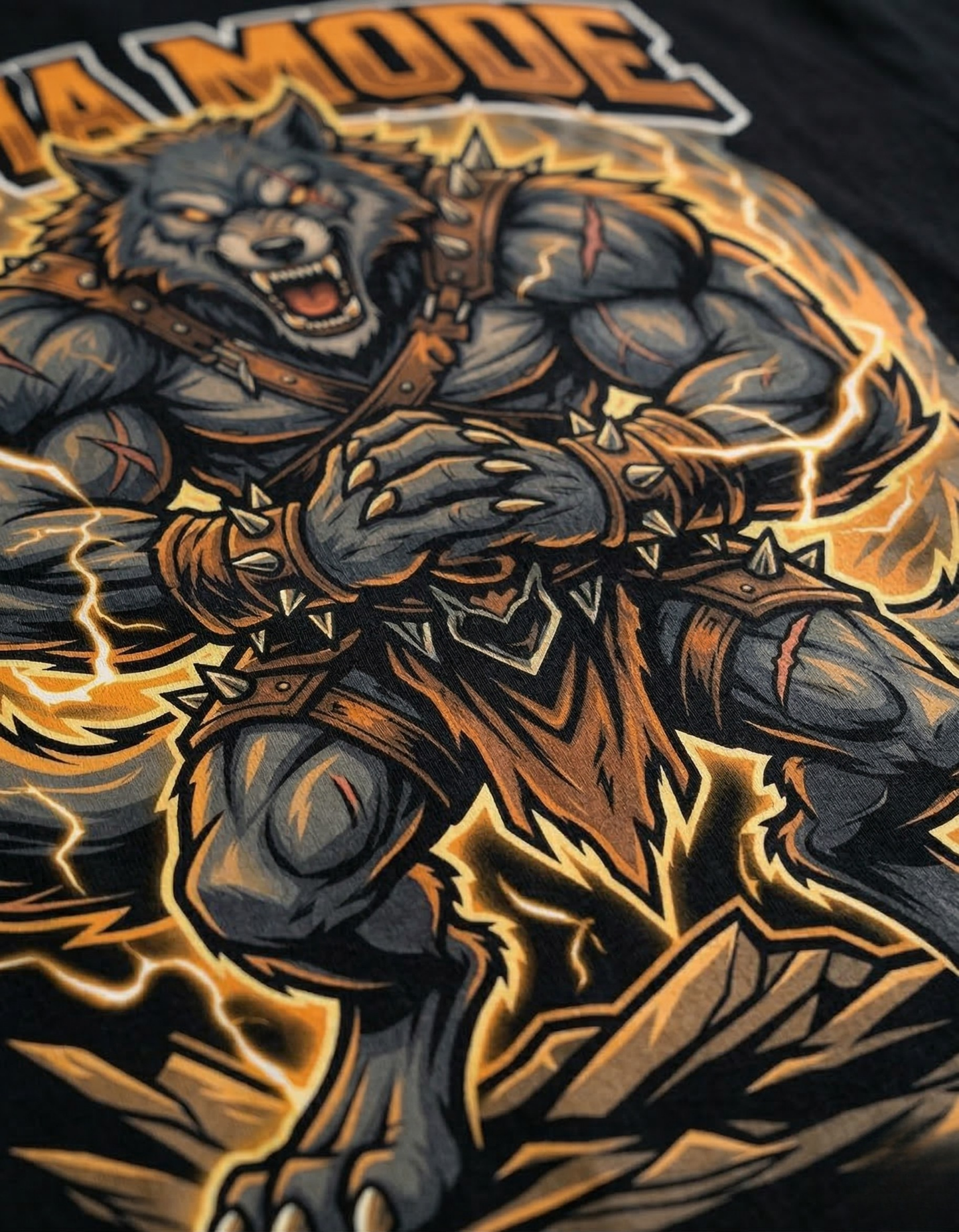 Alpha Mode Unleashed: Oversized Graphic T-Shirt - Streetwear Werewolf Print