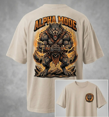 Alpha Mode Unleashed: Oversized Graphic T-Shirt - Streetwear Werewolf Print