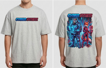 "Cyber Strike" Oversized Graphic Tee – Cyberpunk Streetwear T-Shirt