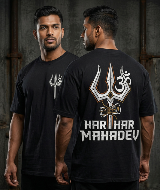 Har Har Mahadev Trishul Oversized T-Shirt – Bold Streetwear Edition