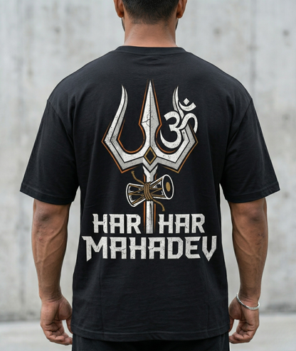 Har Har Mahadev Trishul Oversized T-Shirt – Bold Streetwear Edition